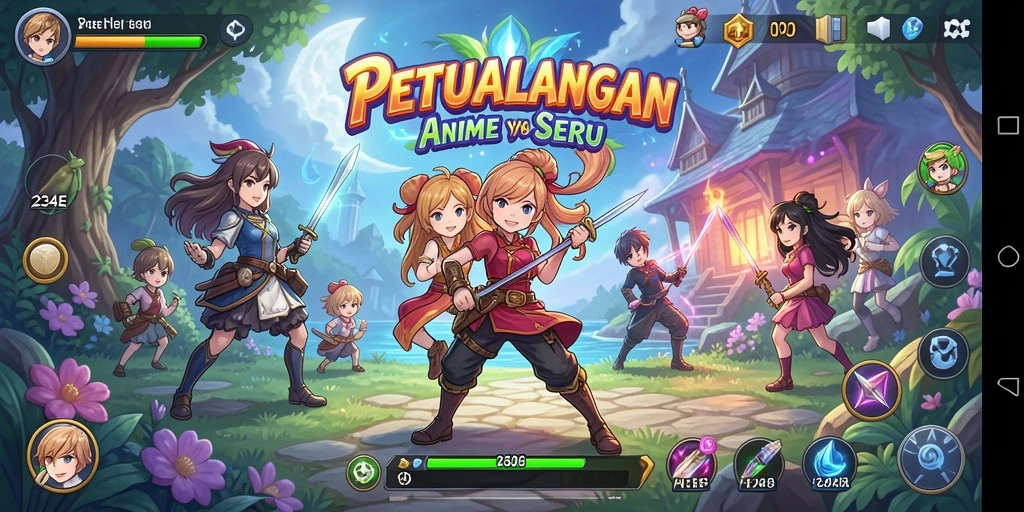 Tampilan gameplay 234E dengan aksi karakter anime yang seru.