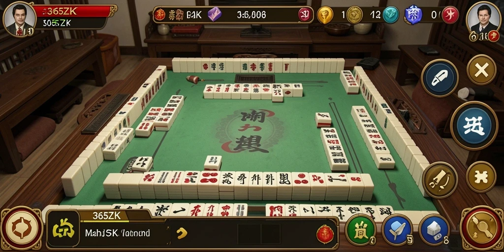 Tampilan gameplay 365ZK dengan berbagai ubin Mahjong yang menarik.