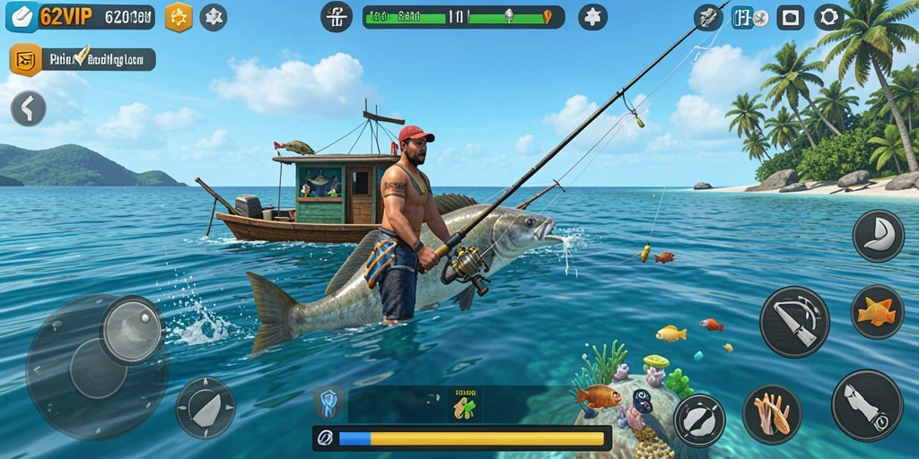 Tampilan gameplay memancing yang menakjubkan dari 62VIP.