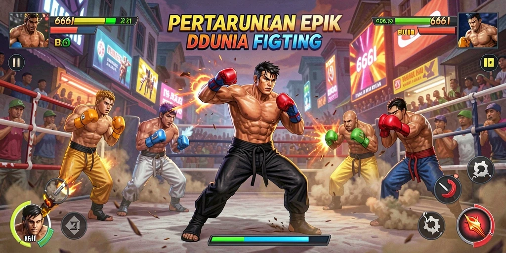 Tampilan aksi seru dari gameplay Fighting di 666I.