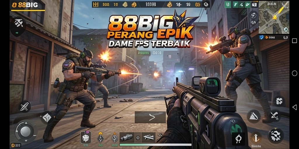 Tangkapan layar gameplay <strong>88BIG</strong> menunjukkan aksi menegangkan dalam pertempuran FPS.