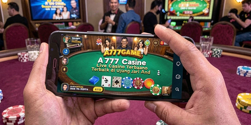 Screenshot A777GAME menunjukkan dealer langsung yang bersahabat dan tatap muka menarik.
