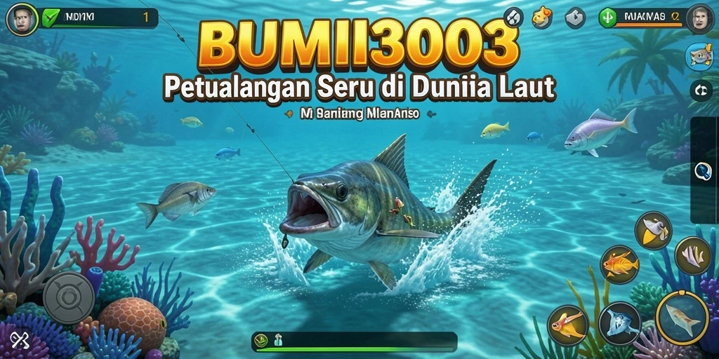 Tampilan gameplay BUMI303 yang menarik saat memancing.