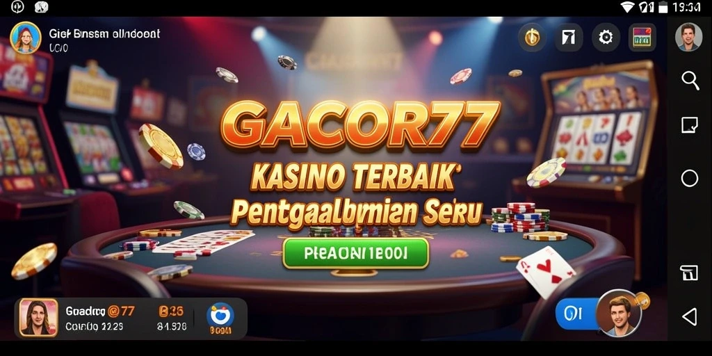 Screenshot gameplay GACOR77 menampilkan suasana kasino yang mendebarkan.