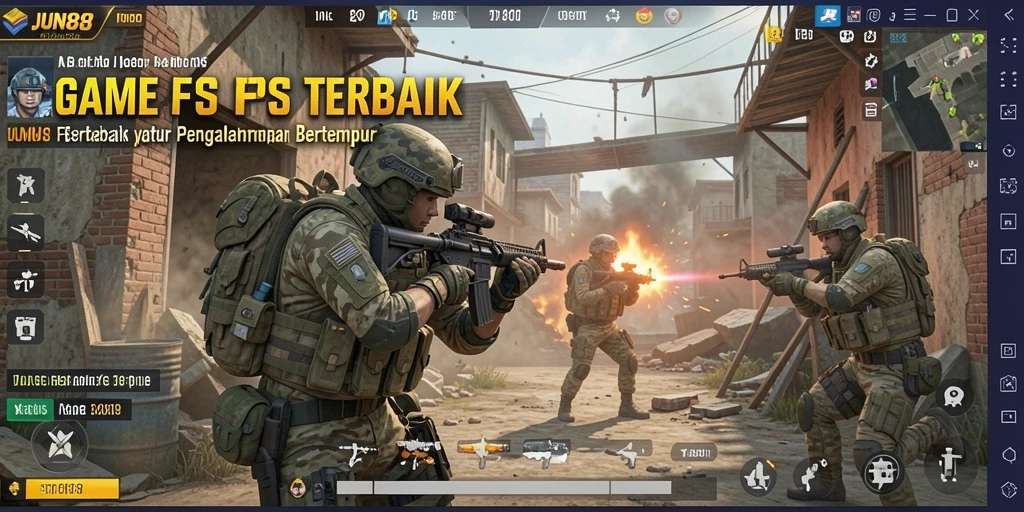 Tampilan gameplay JUN88 dengan aksi FPS yang mendebarkan.