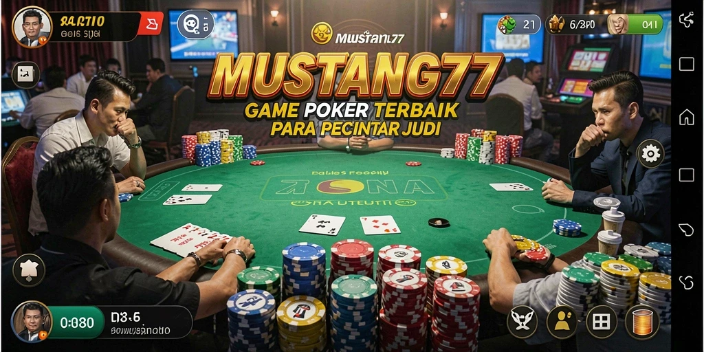 Tampilan gameplay seru di MUSTANG77 dengan fitur Poker yang menarik.