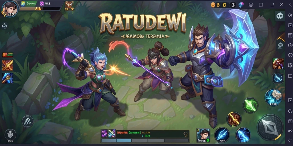 Tampilan seru gameplay RATUDEWI di arena MOBA.