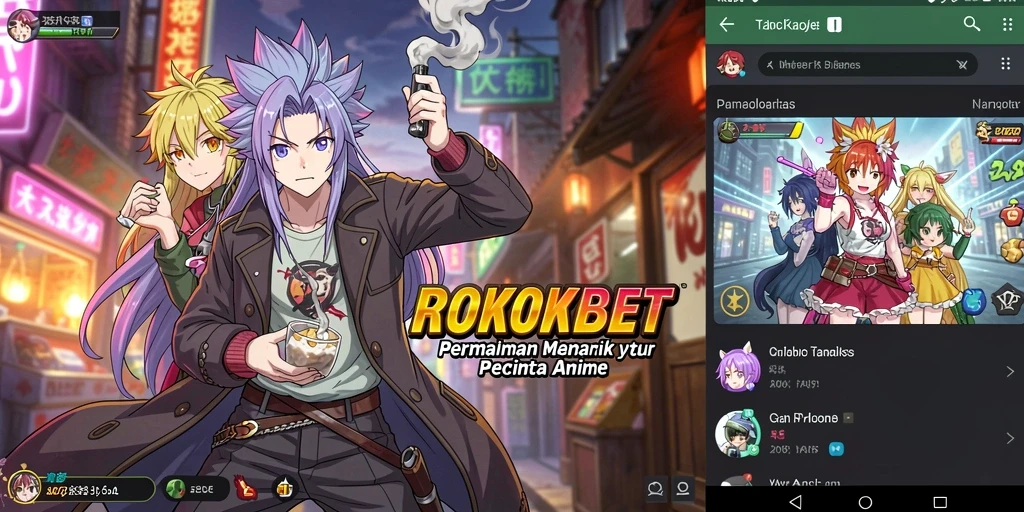 Tampilan gameplay ROKOKBET yang penuh aksi dan karakter anime.