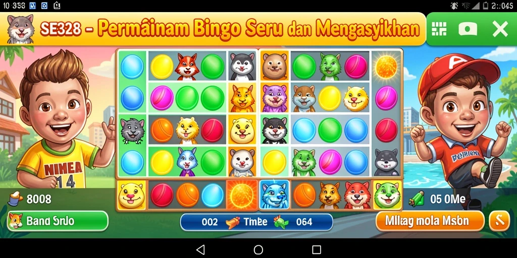 Screenshot SE328 menunjukkan gameplay seru dalam permainan Bingo.