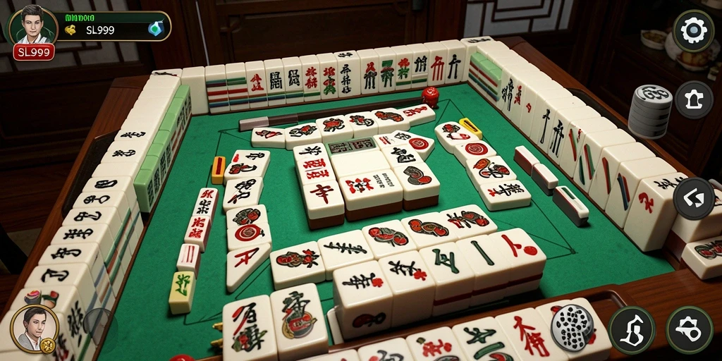Tampilan gameplay SL999 yang menarik dengan batu Mahjong berwarna-warni.