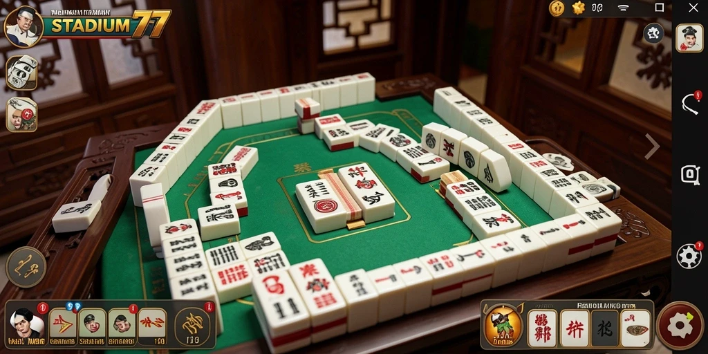 Tampilan gameplay seru di STADIUM77 dengan Mahjong.