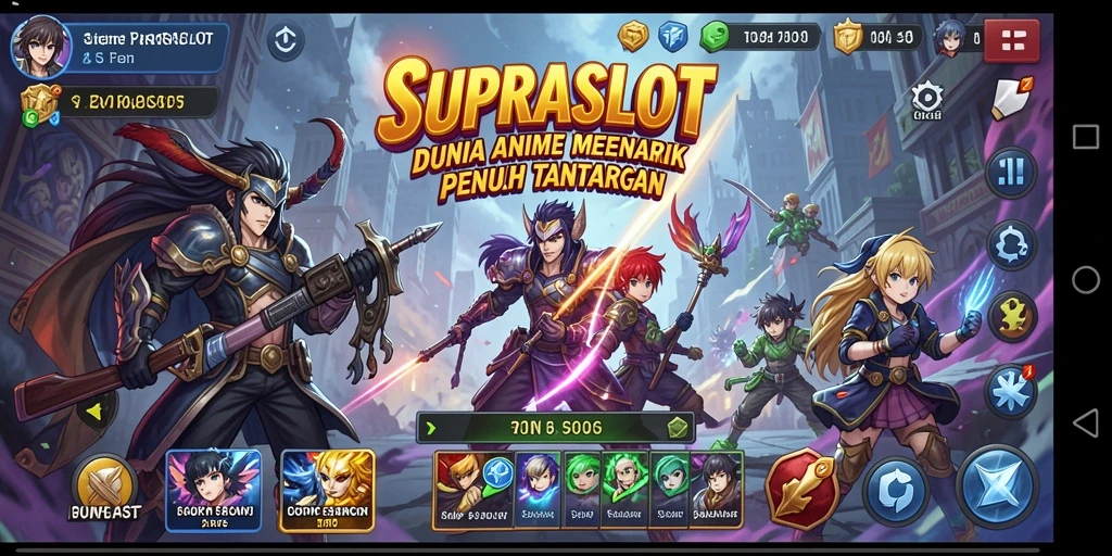 Tampilan seru gameplay SUPRASLOT dengan karakter anime ikonik.