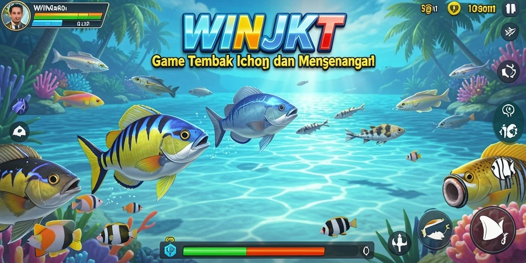 Tampilan gameplay seru dari WINJKT saat menembak ikan.