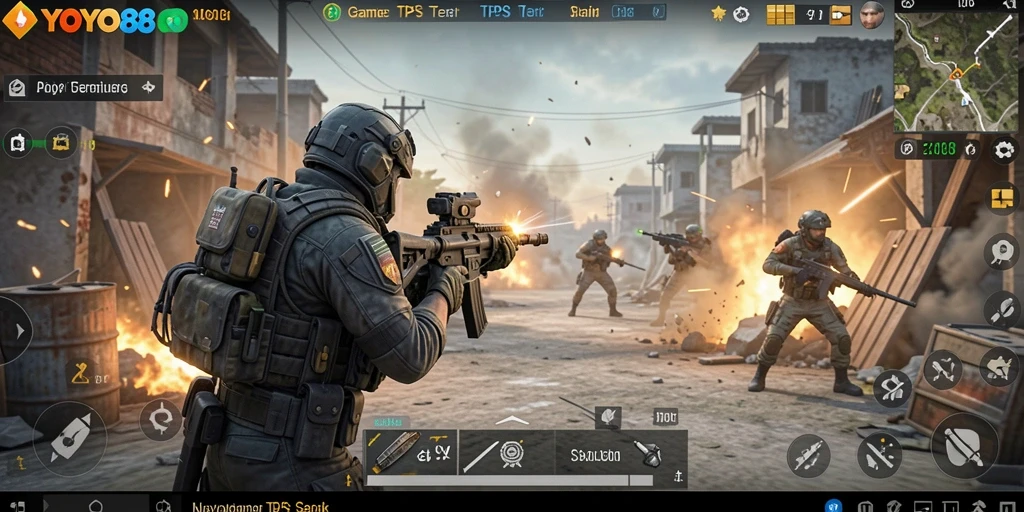 Tampilan gameplay menegangkan di YOYO88 dengan aksi TPS yang seru.
