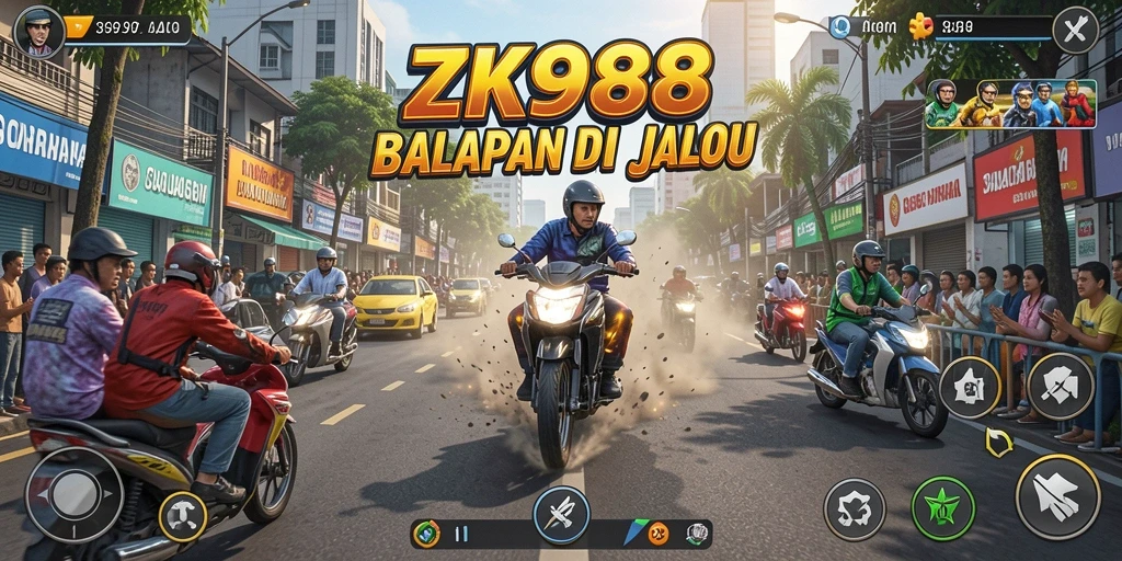 Gameplay balapan yang mendebarkan dan penuh aksi di ZK988.