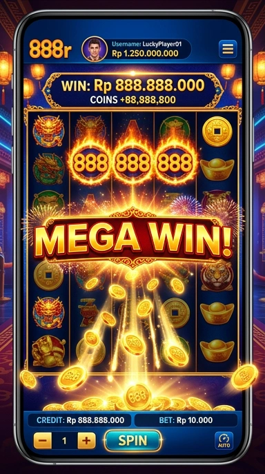 Screenshot antarmuka pengguna aplikasi 888r yang intuitif.